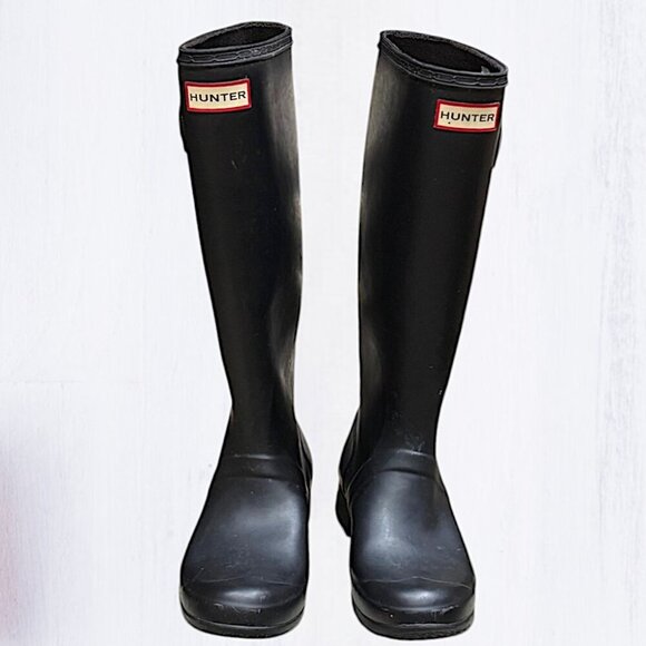Hunter Black Tall Packable Original Tour Boots Size 7 - Picture 3 of 12